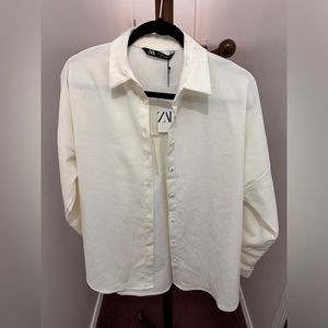 Zara Oversized Ribbed Overshirt with Pockets